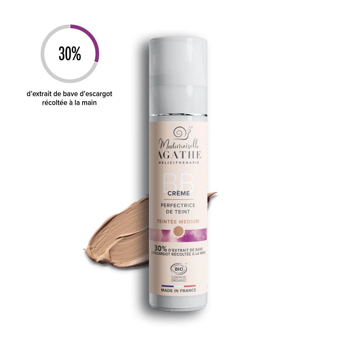 BB Cream Orgânico Certificado - Cor Média - Aperfeiçoador de Tez | Mademoiselle Agathe