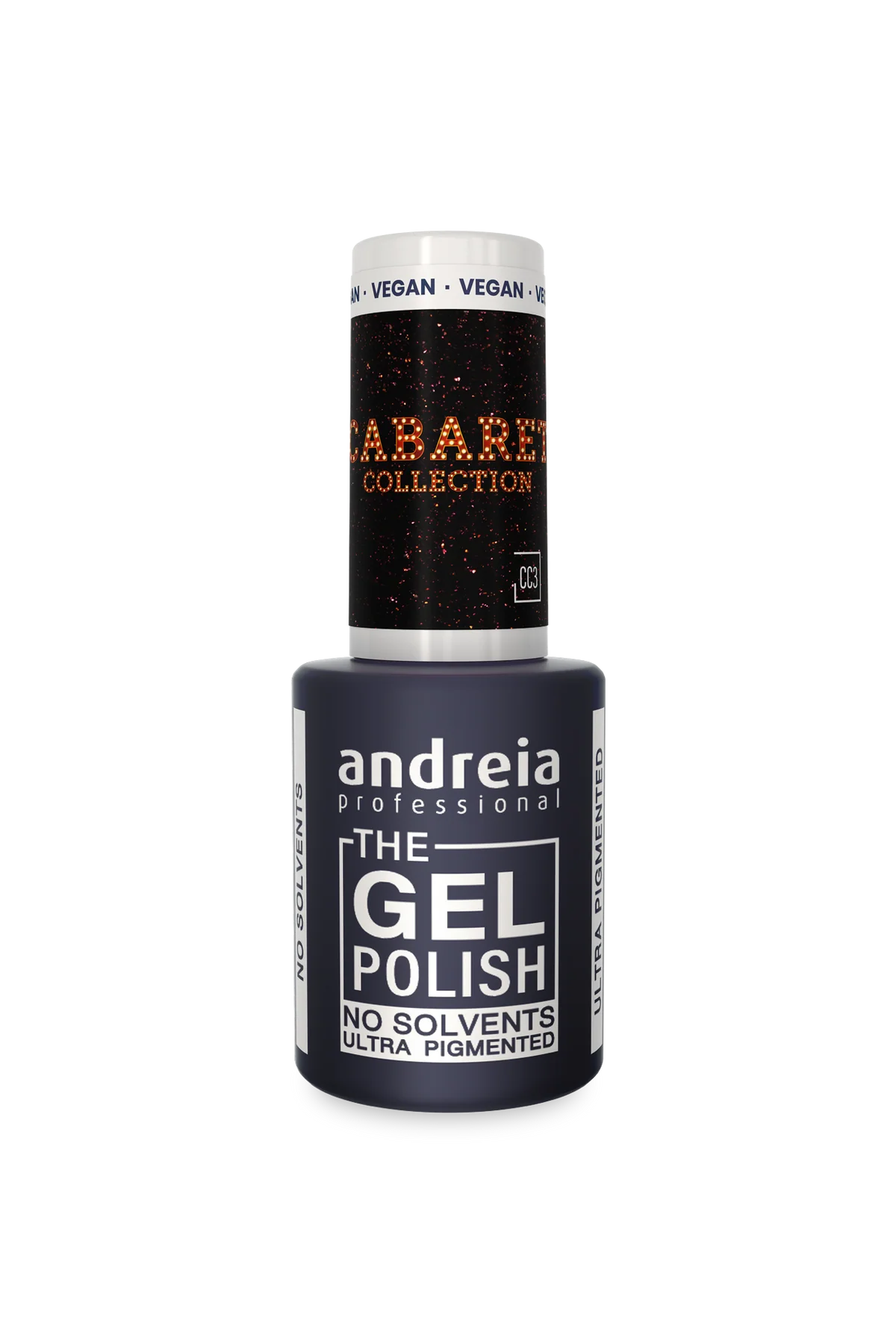 Esmalte em Gel - Gel CC3 Preto com Brilho Sem Solvente - 10,5ml - Andreia Professional