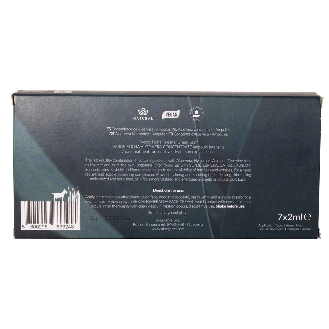 Ampolas Aloe Vera Green Therapy 'Verde Folha' – 7x2ml - Aloegarve