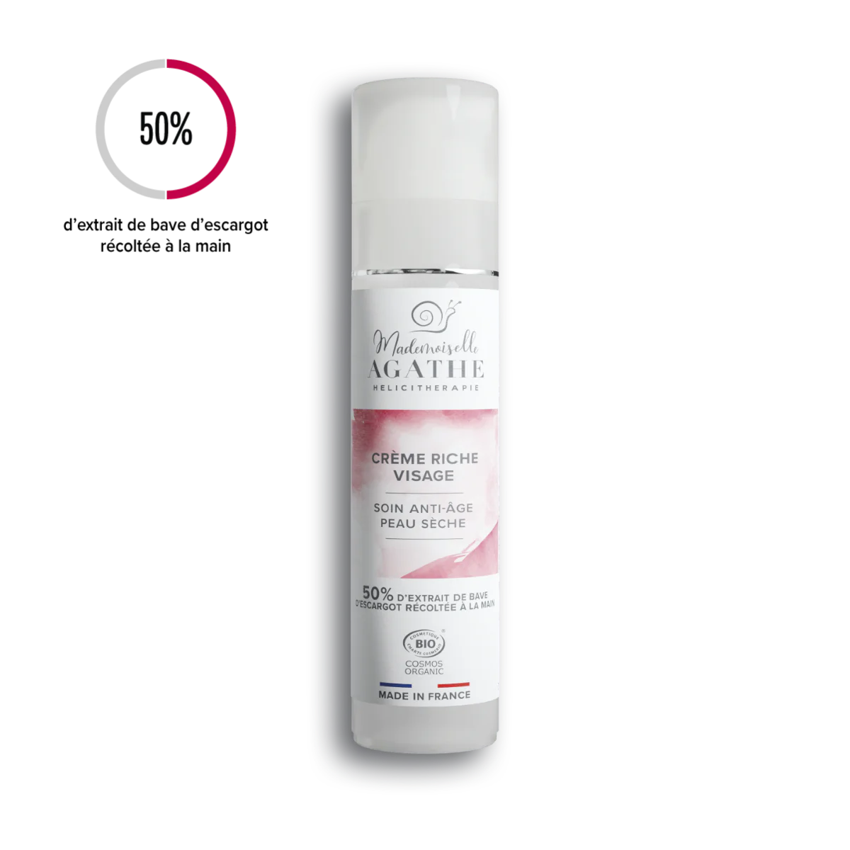 Creme Rico Orgânico Certificado - Pele Seca Antienvelhecimento | Mademoiselle Agathe