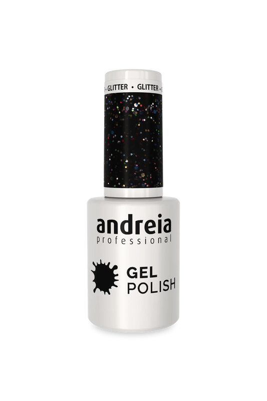 Gel Semipermanente 244 Preto com Glitter Multicolorido - 10,5ml - Andreia Professional