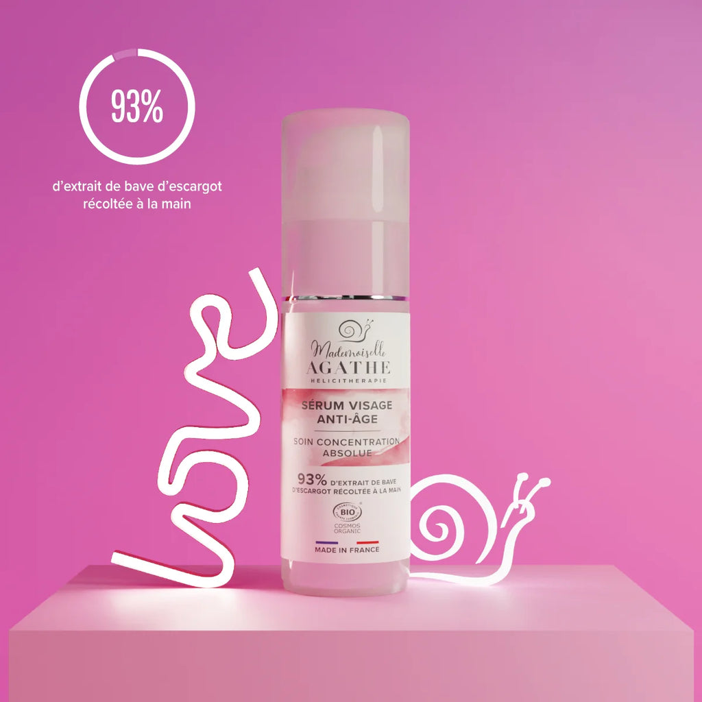 Sérum anti-age à la bave d'escargot certifié bio - rides & ridules - Mademoiselle Agathe