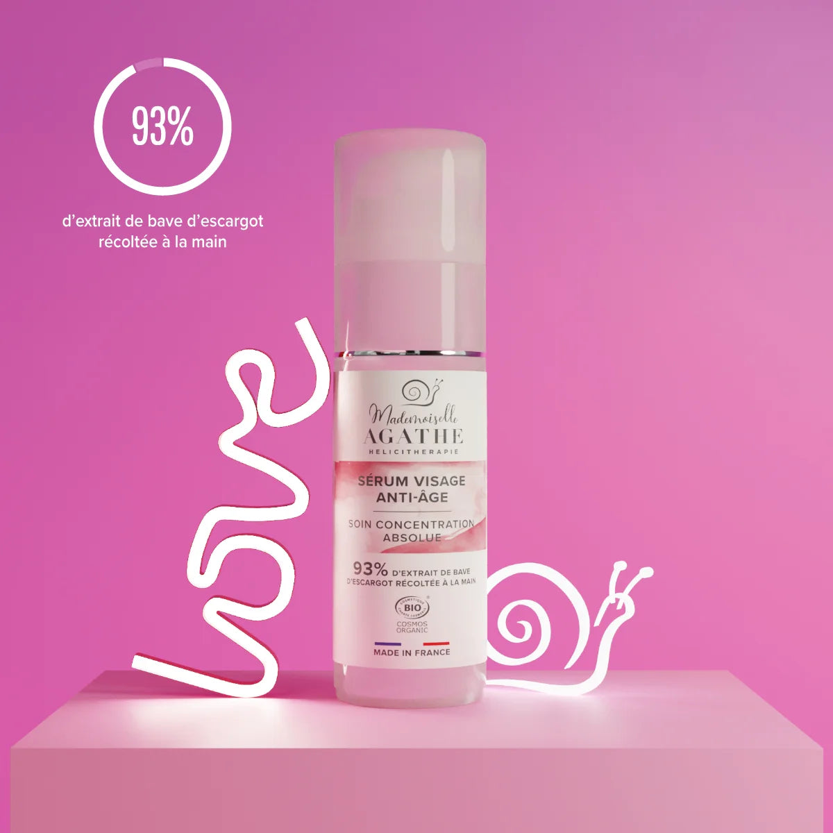 Sérum anti-age à la bave d'escargot certifié bio - rides & ridules - Mademoiselle Agathe
