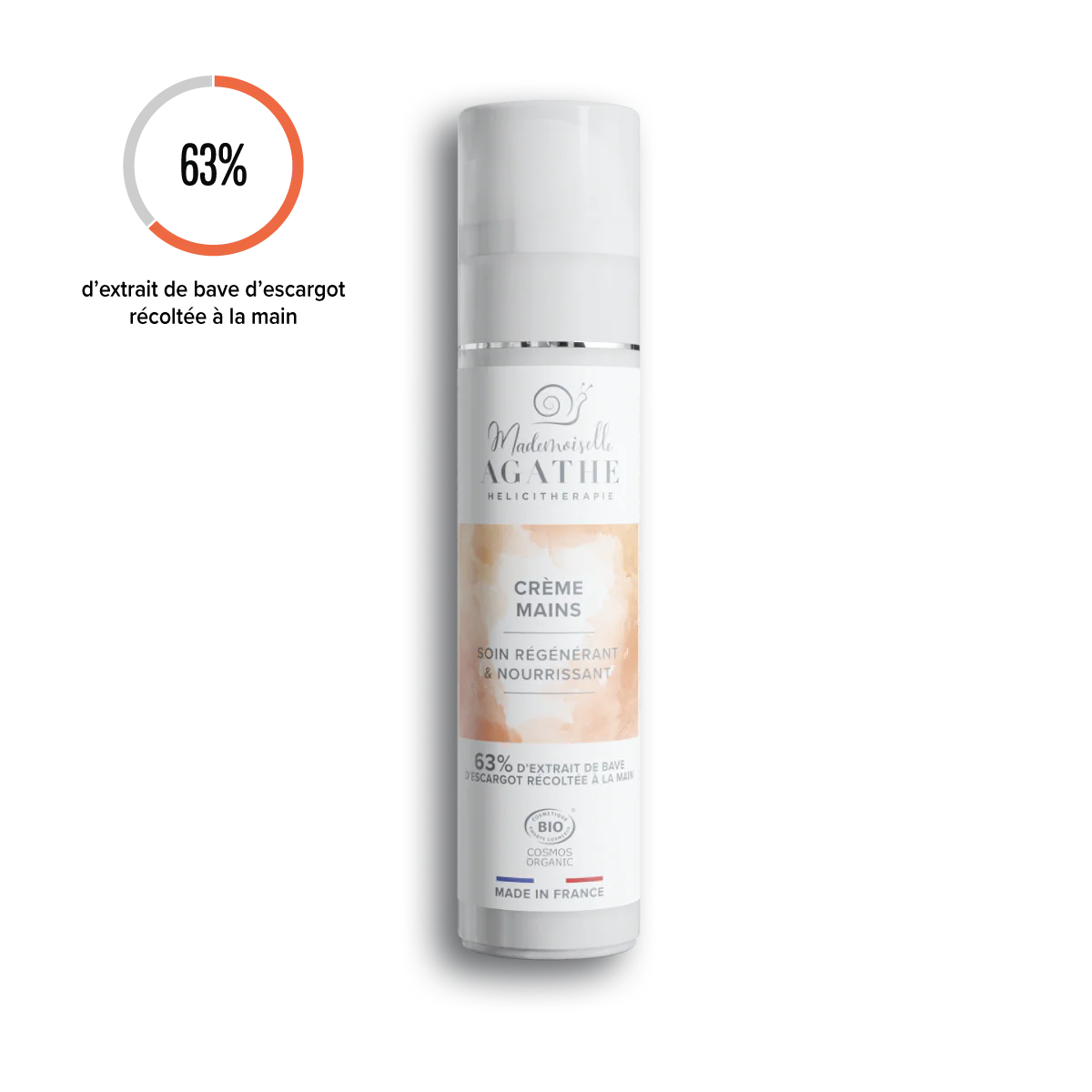 Crème mains à la bave d'escargot bio - nourrissante & régénératrice - Mademoiselle Agathe