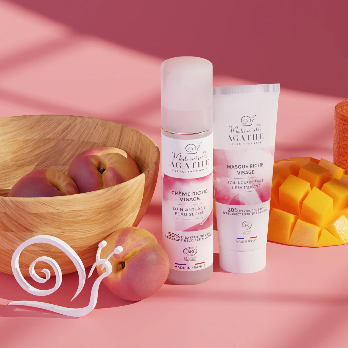 Duo nourrissant à la bave d'escargot- peau sèche & sensible - Mademoiselle Agathe