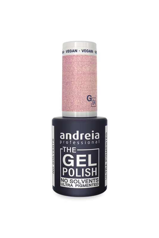 Esmalte em Gel - Gel sem Solvente G04 Glitter Rosa e Dourado - 10,5ml - Andreia Professional