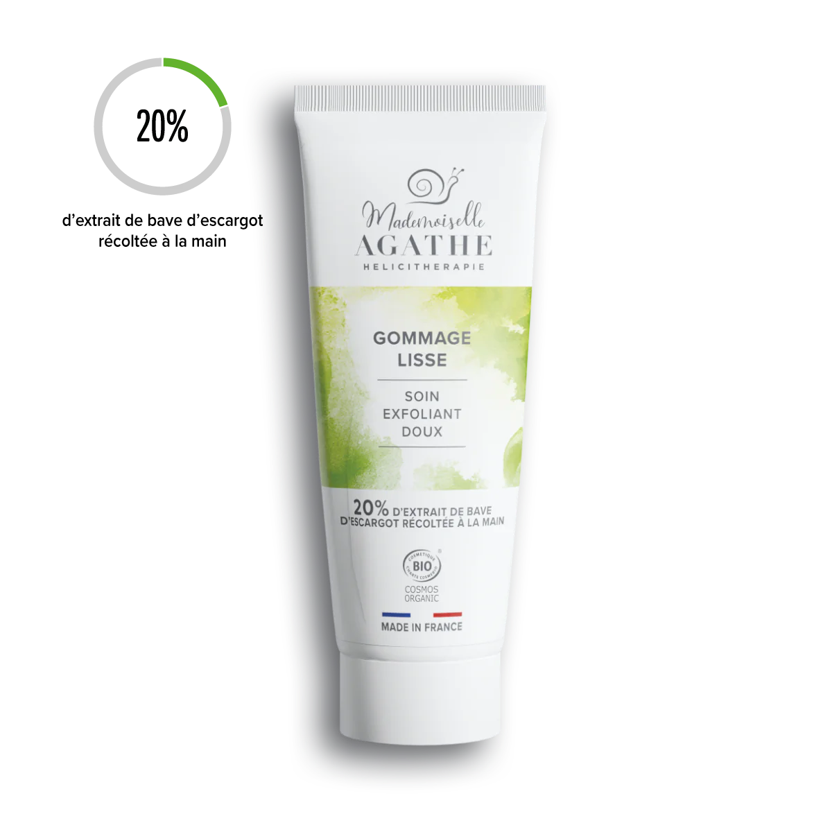 Gommage lisse à la bave d'escargot certifié bio - soin exfoliant doux - Mademoiselle Agathe