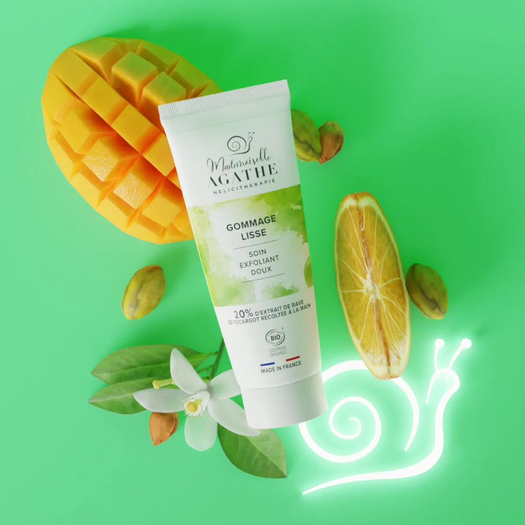 Gommage lisse à la bave d'escargot certifié bio - soin exfoliant doux - Mademoiselle Agathe