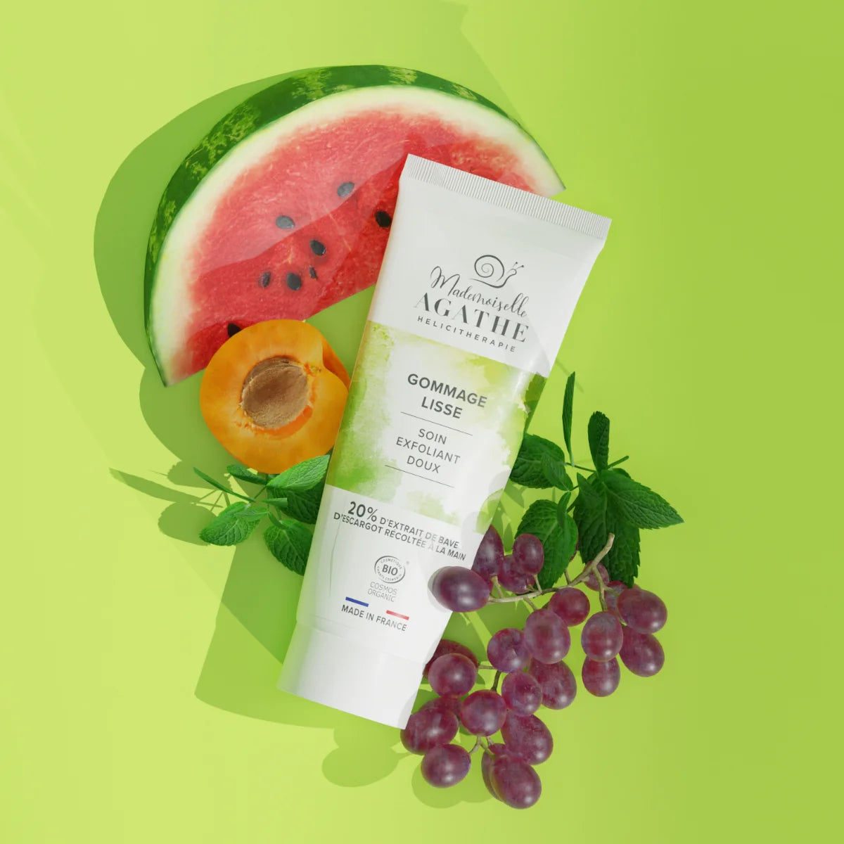 Gommage lisse à la bave d'escargot certifié bio - soin exfoliant doux - Mademoiselle Agathe