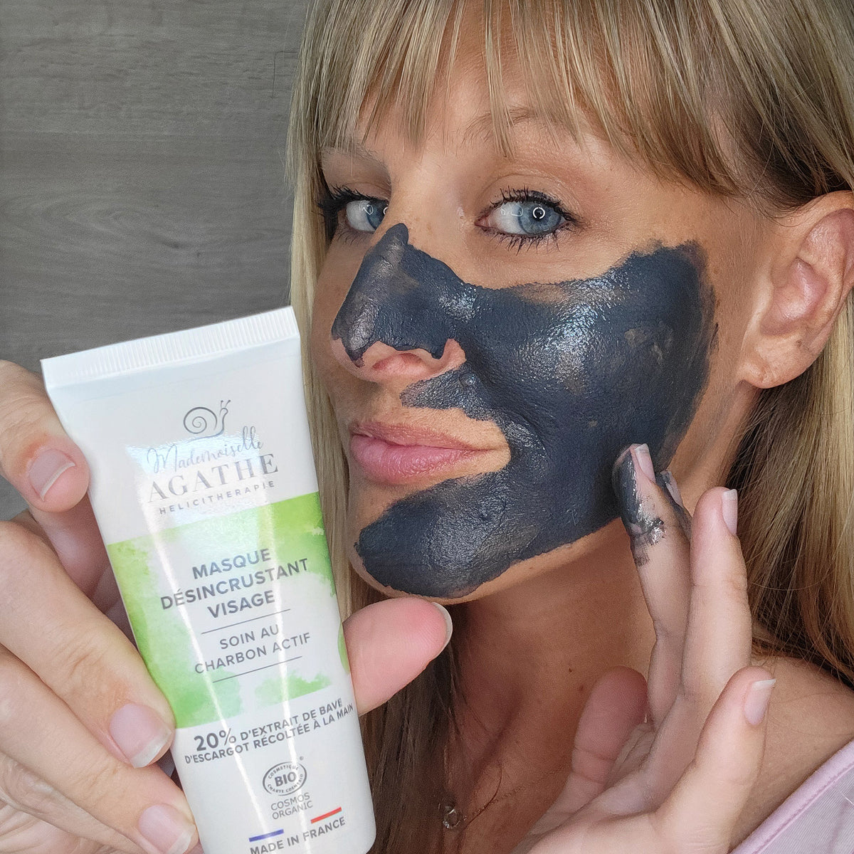 Masque au charbon actif à la bave d'escargot certifié bio - Mademoiselle Agathe