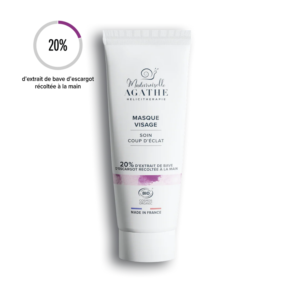 Masque éclat à la bave d'escargot bio - éclaircissant & unifiant - Mademoiselle Agathe