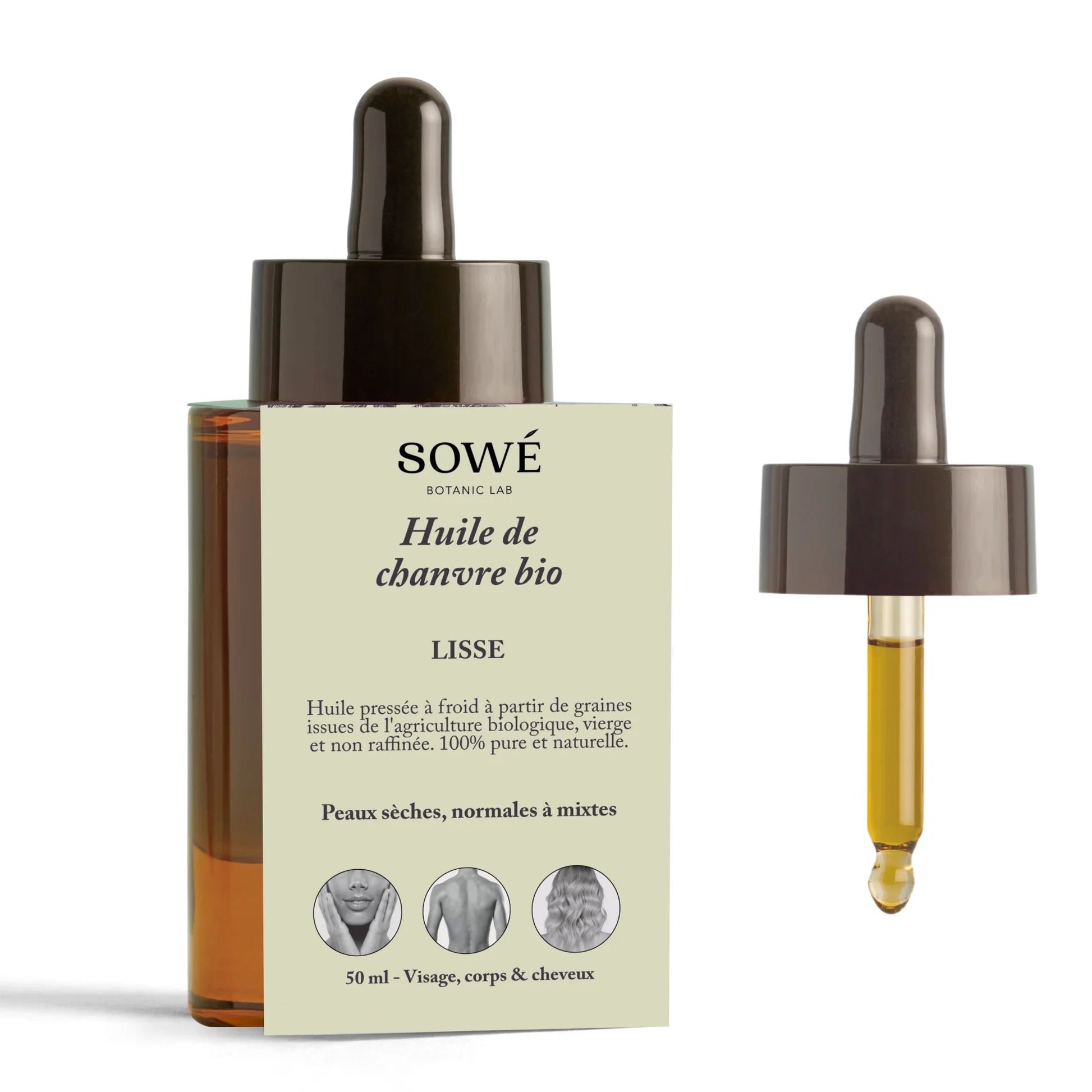 Huile de chanvre BIO 50 ml - SOWÉ Botanic Lab